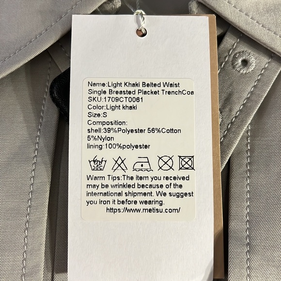 METISU Women’s Trench Coat, Lt. Khaki, Sz 6 - Picture 6 of 6